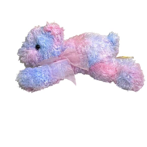 Dandee Plush Teddy Bear Pink Blue Purple With Sheer Bow - Picture 2 of 13